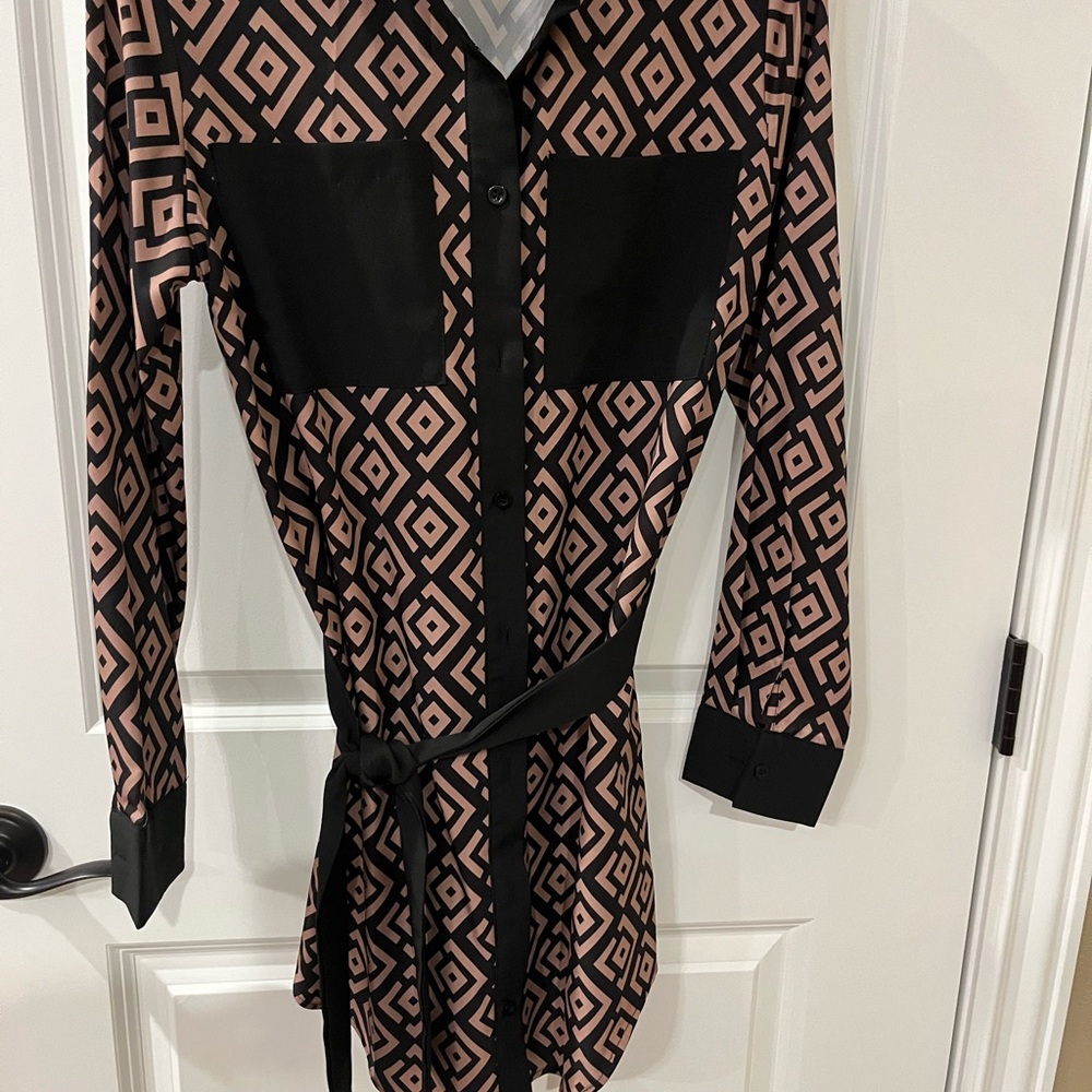 SHEIN Black and Pink Geometric Dress